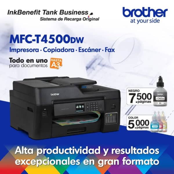 Impresora Multifuncional a Color Brother InkBenefit Tank MFC-T4500DW
