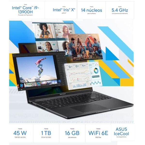 Portatil ASUS Vivobook 16 Inte Core i9-13900H RAM 16GB 1TB SSD 16 Pulgadas Win11 Pro