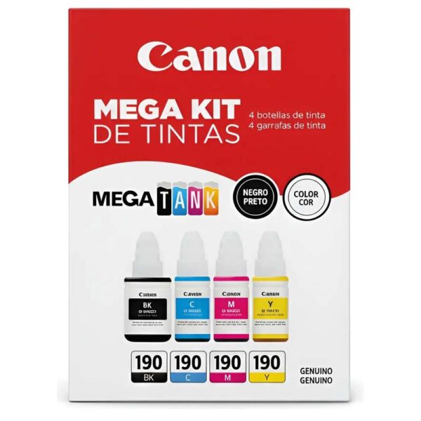 Tinta_Canon GI-190 kit KIT Mega Tintas GI-190 CYAN / MAGENTA / AMARILLA / NEGRA Canon